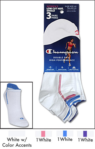 Champion Double Dry Performance Low-Cut Heel Shield Women's Socks 3-Pack