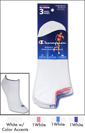 Champion Double Dry Performance No-Show Women's Socks 3-Pack