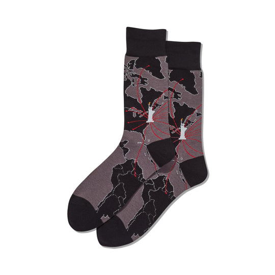Hot Sox Mens World Map Crew Socks
