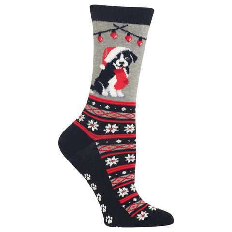 Hot Sox Womens Christmas Border Collie Non Skid Crew Socks