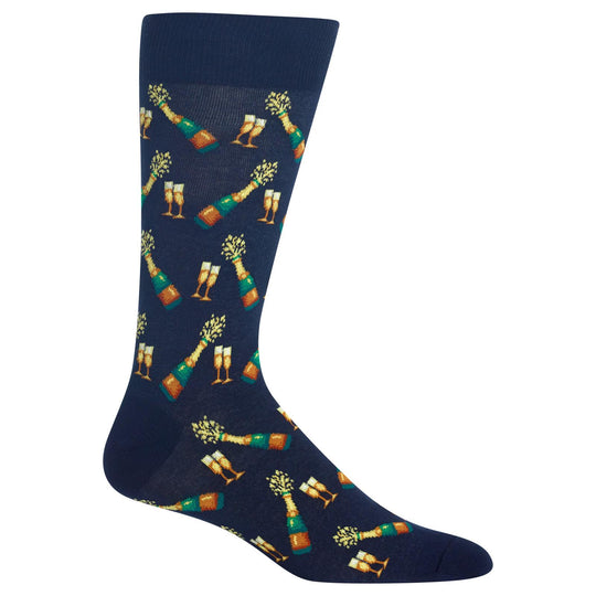 Hot Sox Mens Champagne Bottles Crew Socks