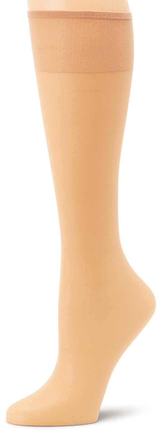 Hanes Womens Silk Reflections Knee Highs Sheer Toe 6-Pack