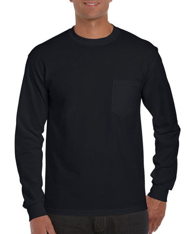 Gildan Mens Ultra Cotton Long Sleeve T-Shirt with Pocket