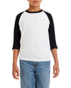 Gildanv Youth Heavy Cotton 3/4 Raglan T-Shirt, XS, White/Royal