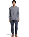Hanes Mens 1901 Heritage Striped Henley Crewneck and Jogger Pant Lounge Set
