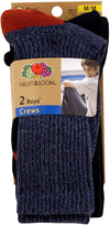 Fruit Of The Loom Boys 2 Pack Soft Rugged Crew Socks