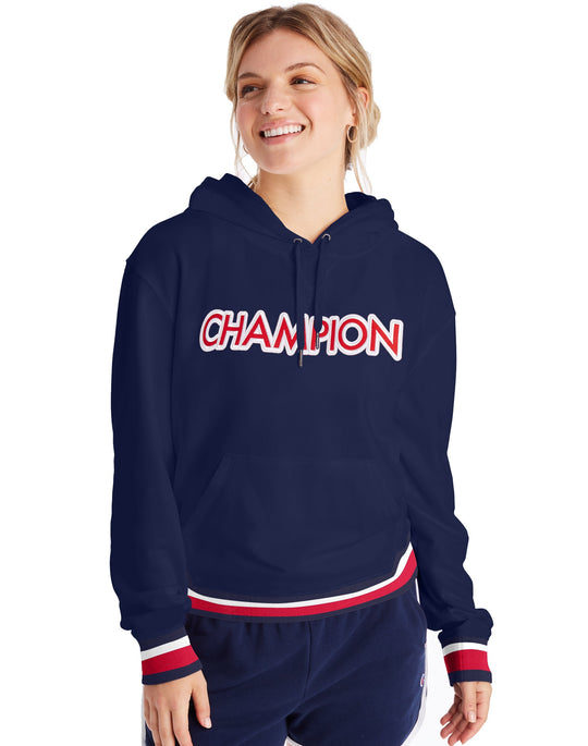 Champion Womens Campus French Terry Hoodie, L, Athletic Navy