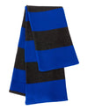 Sportsman Rugby-Striped Knit Scarf, One Size, White/Heather Grey