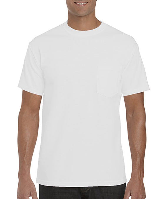 Gildan Mens Heavy Cotton Pocket T-Shirt, S, White