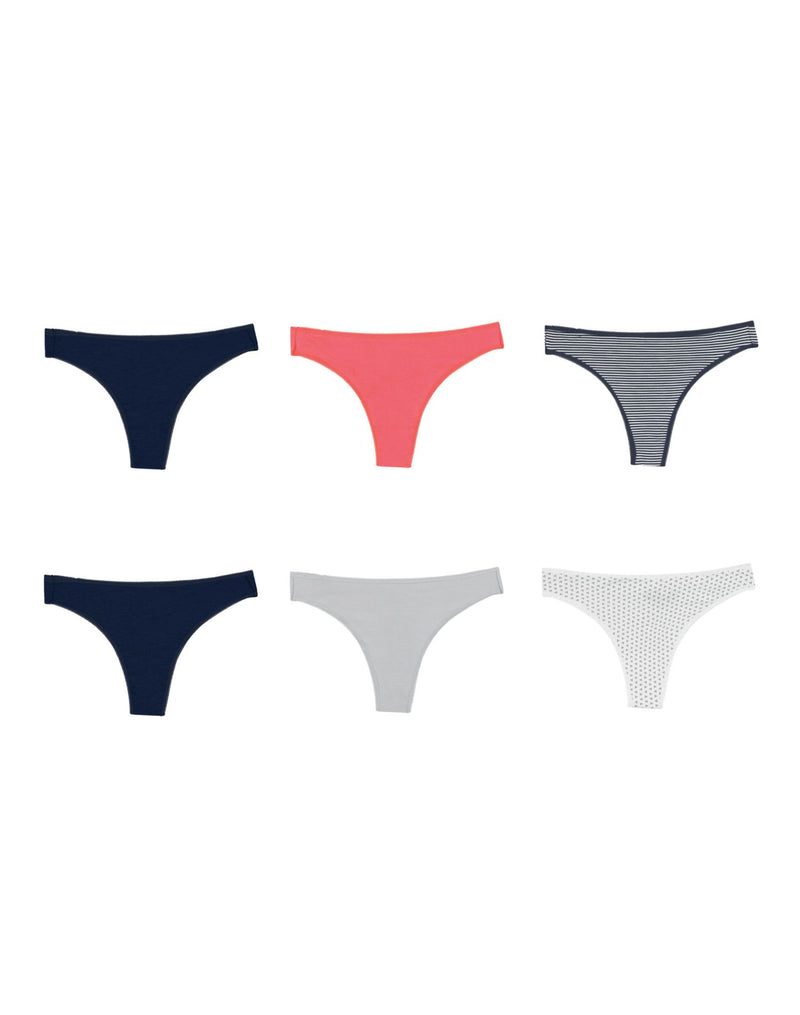 Hanes Womens Cotton Stretch Thong 6-Pack