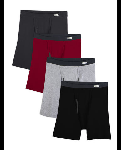 Fruit Of The Loom Mens Coolzone Covered Waistband Extended Sizes Boxer Briefs 4 Pack