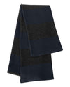 Sportsman Rugby-Striped Knit Scarf, One Size, White/Heather Grey