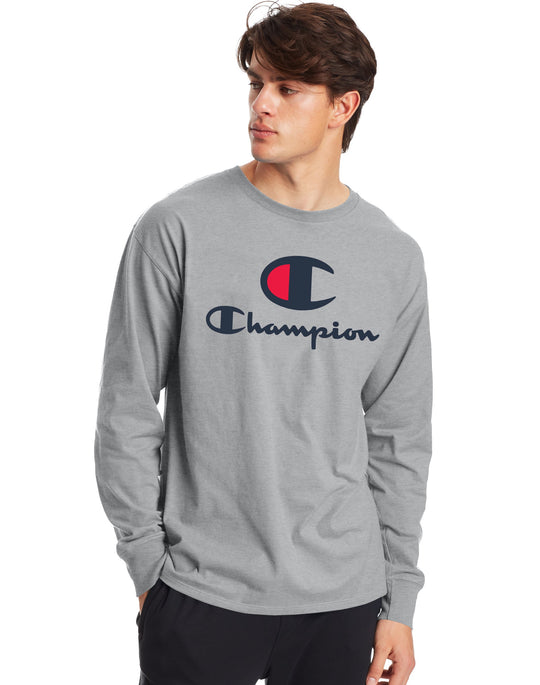 Champion Mens Classic Jersey Long-Sleeve Tee