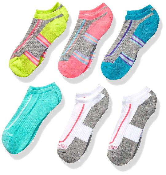 Fruit Of The Loom Girls Active Cushioned No Show Socks 6 Pair