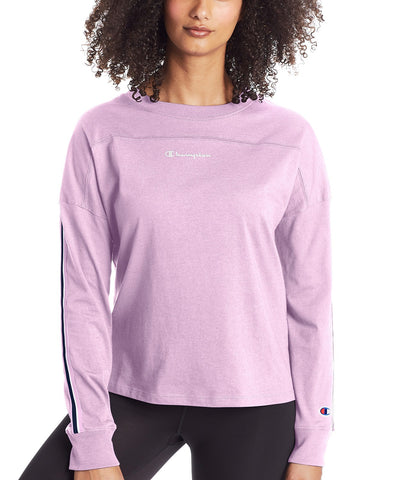 Champion Womens Campus Long-Sleeve Tee, L, Hush Pink