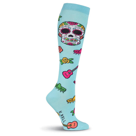 K. Bell Womens Día De Los Muertos Knee High Socks