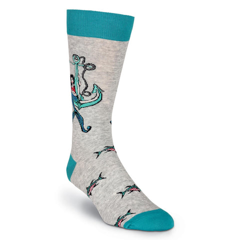 K. Bell Mens Nauti Mermaid Crew Socks