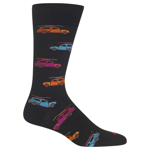 Hot Sox Mens Woody Surfer Car Crew Socks