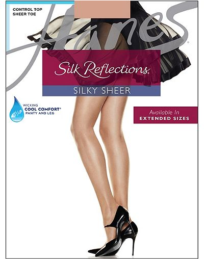 Hanes Silk Reflections Control Top Sandalfoot Pantyhose 1 Pair Pack