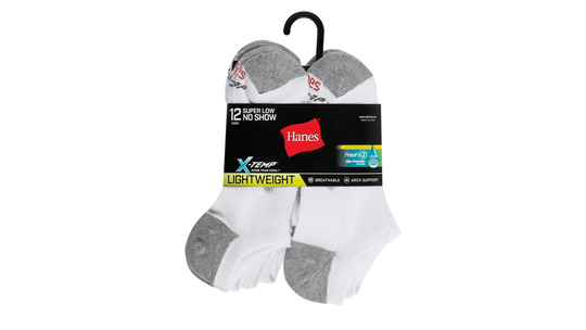 Hanes Mens FreshIQ X-Temp Super Low No Show Socks 12-Pack