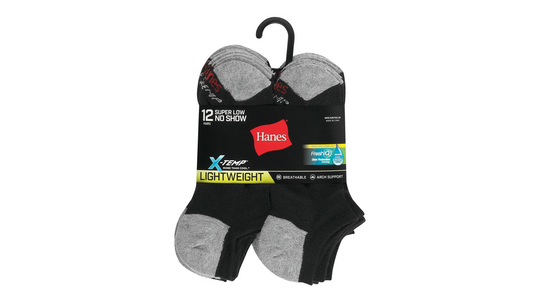 Hanes Mens FreshIQ X-Temp Super Low No Show Socks 12-Pack