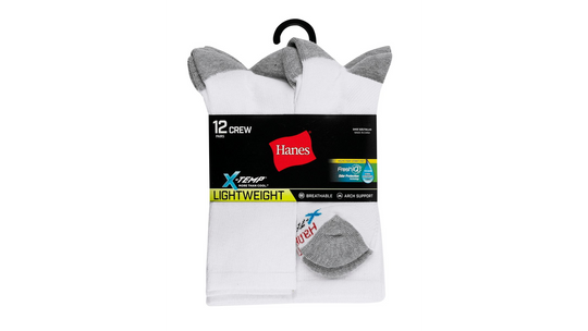 Hanes Mens FreshIQ X-Temp Crew Socks 12-Pack
