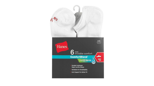 Hanes Mens FreshIQ ComfortBlend Sport Cut Socks 6-Pack