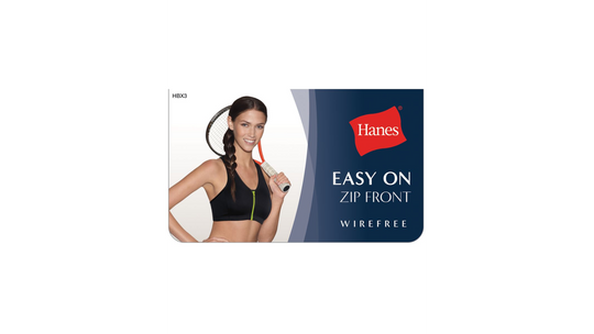 Hanes Womens ComfortFlex Fit Easy On Zip Front Wirefree Sports Bra