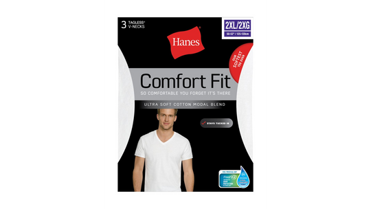 Hanes Mens Comfort Fit Ultra Soft Cotton/Modal V-Neck Undershirt 4-Pack