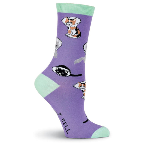 K. Bell Womens Cone Cats Crew Socks