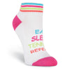 K. Bell Womens Eat Sleep Tennis Repeat Quarter Socks