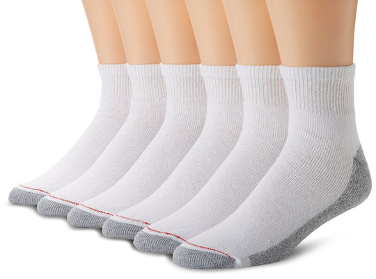 Hanes Full Cushion Ankle Socks with Grey Heel and Toe 6 Pairs
