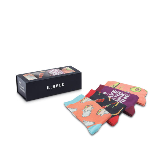 K. Bell Womens Fun Food Crew Socks Gift Box 4-Pair