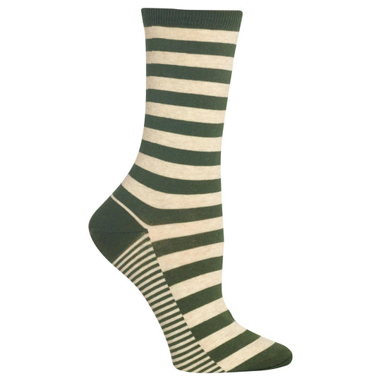Hot Sox Womens Two Color Stripe Crew Socks