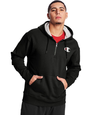Champion Mens Powerblend Fleece Quarter Zip Hoodie