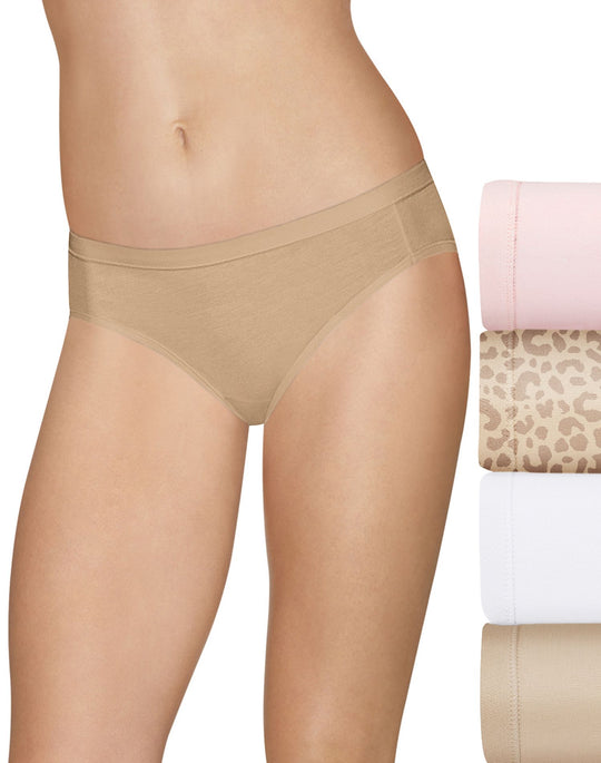 Hanes Ultimate Womens Cotton Stretch Cool Comfort Bikini 4-Pack