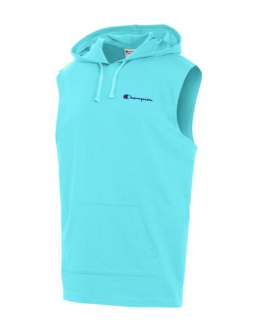 Champion Mens Middleweight Sleeveless Hoodie, L, Blue Horizon