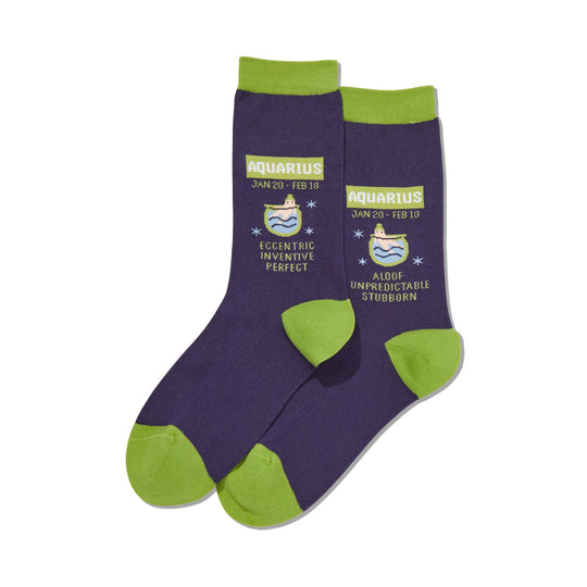 Hot Sox Womens Aquarius Zodiac Crew Socks