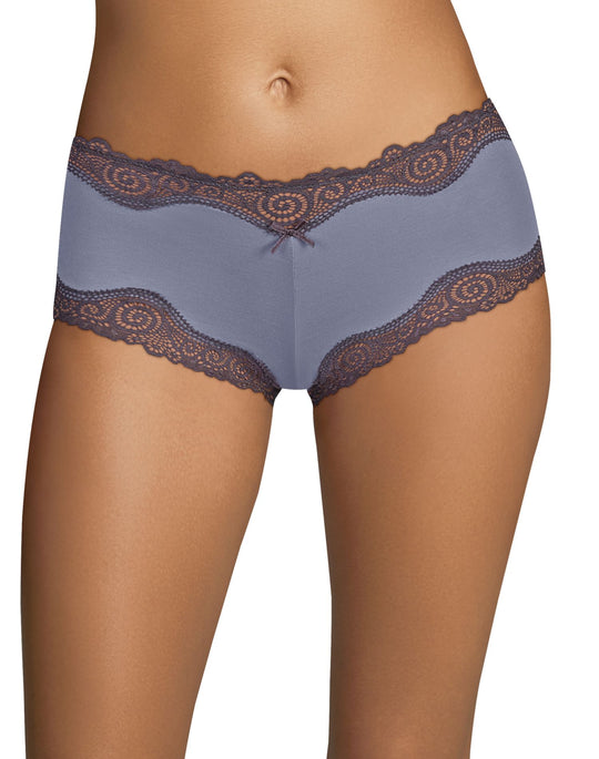 Maidenform Women`s Cheeky Cotton Scalloped Lace Hipster