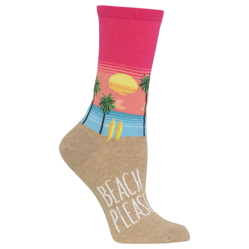 Hot Sox Womens Beach Please Crew Socks