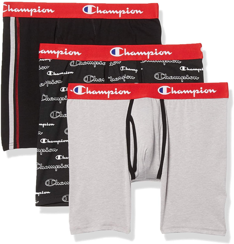 Champion Mens Everyday Comfort Cotton Stretch Boxer Briefs 3-Pack, 2XL