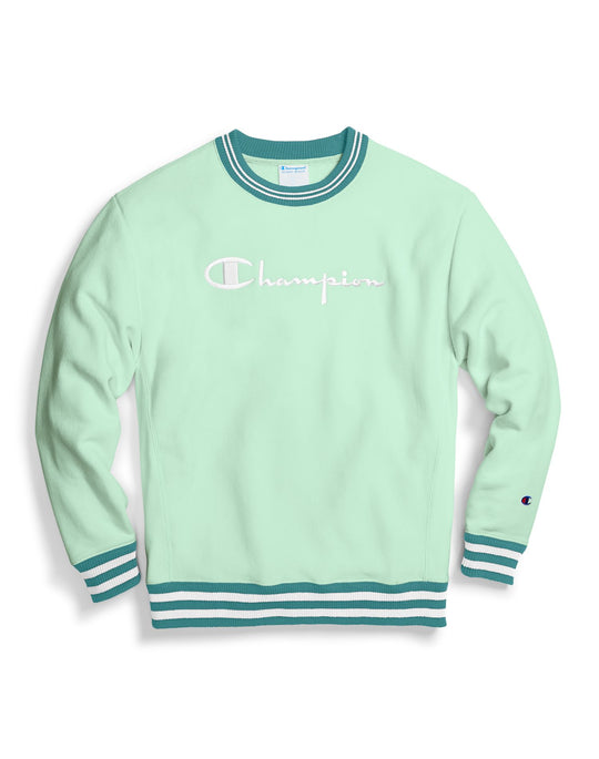 Champion Life Mens Reverse Weave Yarn Dye Rib Trim Crew