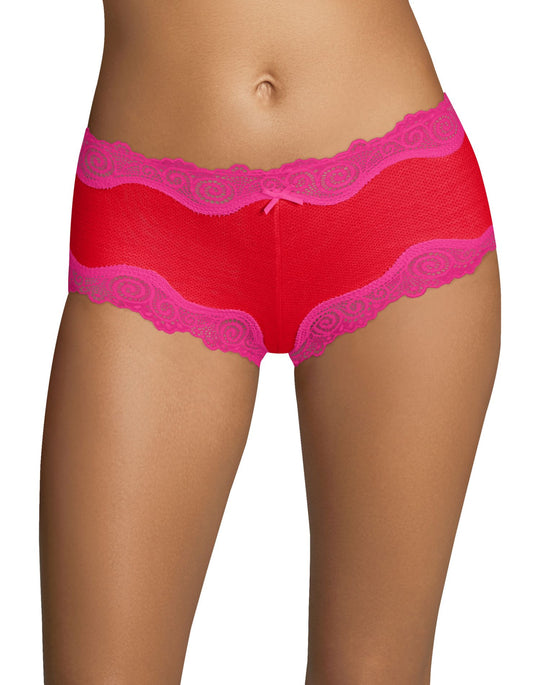 Maidenform Women`s Cheeky Cotton Scalloped Lace Hipster