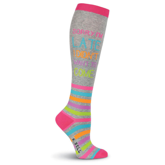 K. Bell Womens Sorry Im Late Knee High Socks