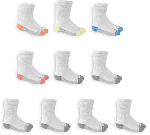 Fruit of the Loom Boys 10 Pair Half Cushion Crew Socks