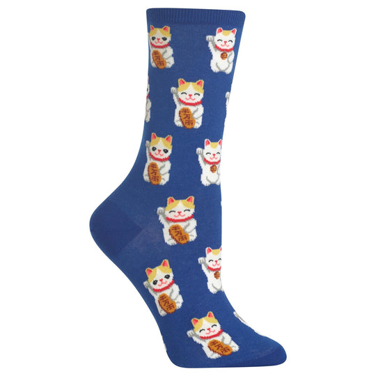 Hot Sox Womens Lucky Cat Crew Socks