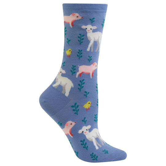 Hot Sox Womens Piglet, Lamb, and Chick Crew Socks