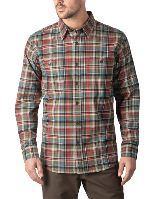 Walls Mens Long Sleeve Brushed Flannel Shirt with Stretch