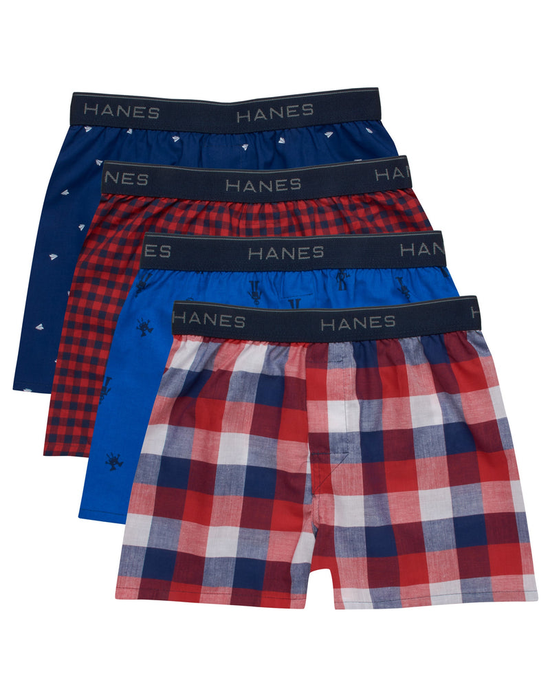 Hanes Ultimate® Boys' Woven Boxer Brief With ComfortSoft® Waistband 4-Pack