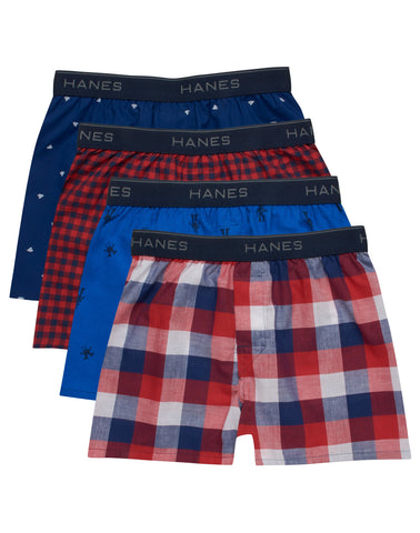 Hanes Ultimate® Boys' Woven Boxer Brief With ComfortSoft® Waistband 4-Pack